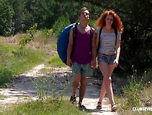 Wild Outdoors Fucking During Camping With Redhead Foxy Lee