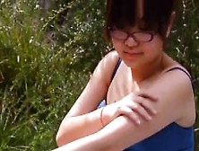 Hairy Nerdy Teen Gita Rub Sunscreen To Naked Body