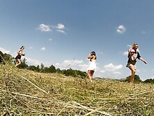 No Panties No Bra Girls Play Volleyball Outdoors In The Wild To Show Boobs And Pussy On A Summer Day