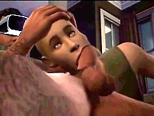 Twink Student Assists Virtual Reality Daddy In 3D Animated Blowjob