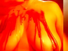 My slave cunt punishes her tits with candle wax and a brush