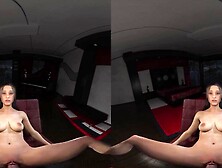 Busty skinny brunette 3D VR pov