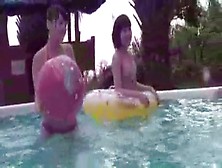 Her bikini is falling