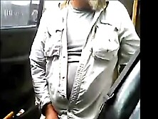 Bearded dad masturbates his shaft by his camper outdoors.