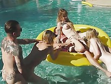 Shemale Babes Go Hardcore With Guys In A Pool Orgy