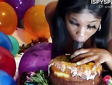 Compliant Black Bitch GAGS & Bounces on Sextoy Riding POV