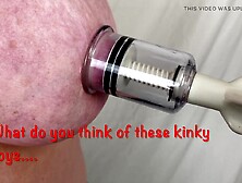 Mrs Older Feet playing with kinky titty toys