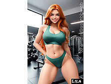 Lila Ginger in fitness sport club (Ai model)