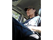 Inked Guy Pulls Out His Dick In The Car And Masturbates