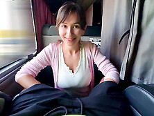 Spontaneous public bus blowjob — random guy got lucky