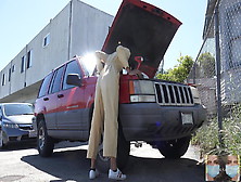 Stuck Bizarre Labor Day - Viva Athena Gets Stuck In A Truck