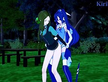 Phara Suyûf and Tsubasa Kazanari have intense futanari sex in a park at night.  - Symphogear Anime