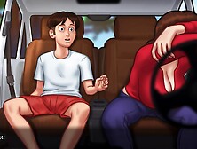 Stepmom with massive boobs gives the best blowjob in Summertime Saga