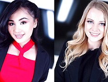 Bank Tellers Phoebe Kalib And Paris White Give Blowjobs