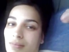 Cute Gal Blows Her BF's Penis Closeup In His Car