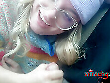 Sensual Teasing And Roadhead With An Outdoor Snowy Facial Finish - Snow Bunny
