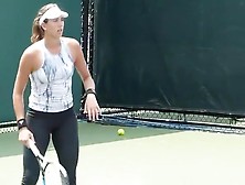 Tennis Player Wearing Spandex Pants