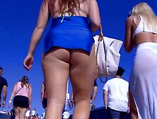 Minidress Cannot Hide Her Beautiful Butt At Beach