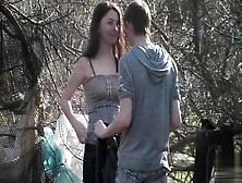 Skinny Girl Pees In The Woods With Her Boyfriend