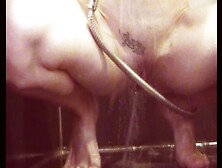 Stepsister Shaves Pussy at the Shower,  and Gets Hardcore Crampie-moaning!