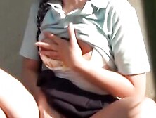 Japanese Cutie Rubbing Her Pussy At A Hidden Outdoor Place