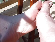 Playing Footsie On The Back Porch With Our Pedicured Toes