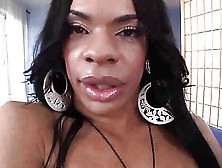 Sexy Ebony Tranny Sticks Dildo In Ass