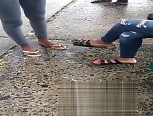 Orange Toes At The Bus Stop