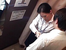 Exposing the Lower Half of Your Body in the Fitting Room! Cloth Shop Assistant in a narrow space -2