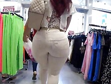 Redhead Big Fat Ass White Jeans