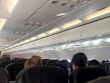 Risky public oral pleasure on a plane - we got caught!