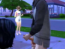 Stranger masturbation next to her at the bus stop - Sex with stranger in public