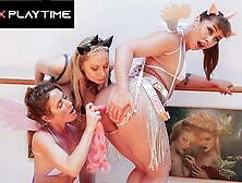 LATEXPLAYTIME Naughty Ass sex Lezbian Strapon Play - Tommy King,  Sheena Shaw,  Aiden Starr