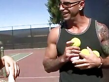 Serving Up a Slam Dunk!! Mallory Rae Murphy Gets Blasted by Barry Scotts Monster in the Locker Room!!