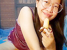 Sexy Asian Girl Eat Banana