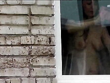 Naked in public. Nude. Outdoor. Outside. Hubby Attractive Frina is spying on her sister from car window when she washes apartmen