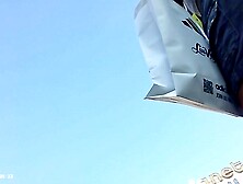 Upskirt - Gray Skirt White Thong