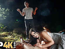 HUNT4K.  Teen Chloe Heart was seduced and her tight pussy was fucked in public in front of her BF