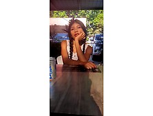 My sexy ally uses a dildo in public and I use the remote.