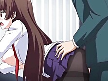 Busty anime schoolgirl is tit-fucked and shagged by a professor
