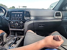 messy hand-job with enormous cum-shot while driving