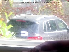 Camping risky public fellatio in front of an open window