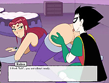 Raven and Starfire in an adult visual novel adventure