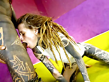 Tattooed Mouth Fucked, Pierced Cunt Stretched