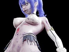 Animated Girl With Pigtails Gives A Blowjob To A Zombie