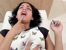 I take advantage of the fact that no one is home to fuck my little stepsister hard in the kitchen and cum in her pussy.