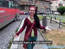 PublicAgent Lulu is overspread in tattoo and gets snatch full of cum