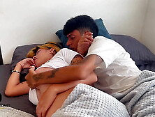 Sharing a bed with my shy stepsister,  she makes me fuck her in the ass and cum in her mouth.