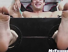 Restrained Hunk Laughs While Tickle Tormented By His Dom