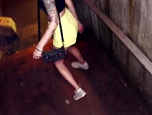 Vulgar chav 18 year old blows dick and takes LONG facial inside outdoor underpass - She cant